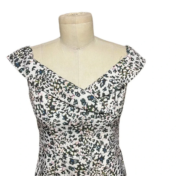 Black Halo Hepburn‎ Off-the-shoulder Sheath Dress In Kaleidoscope Size 0 - Picture 3 of 14